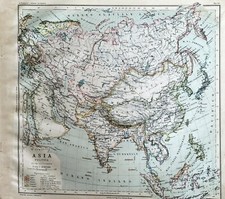 1895 Map Carta geografica ASIA